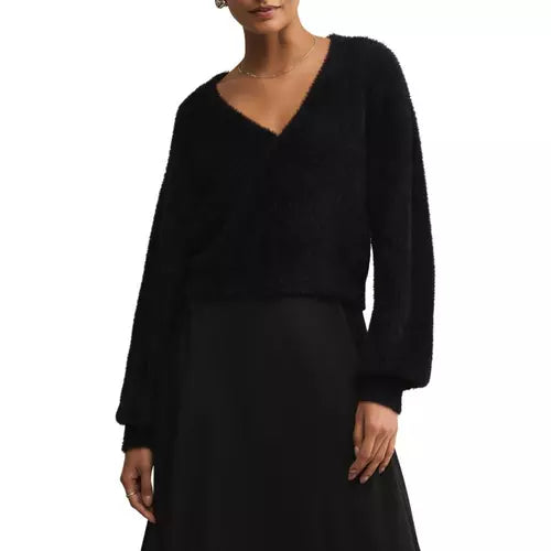 Sadira Fluffy Cardigan in Black