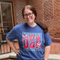 4th Of July Vintage Comfort Colors USA Stripe in China Blue