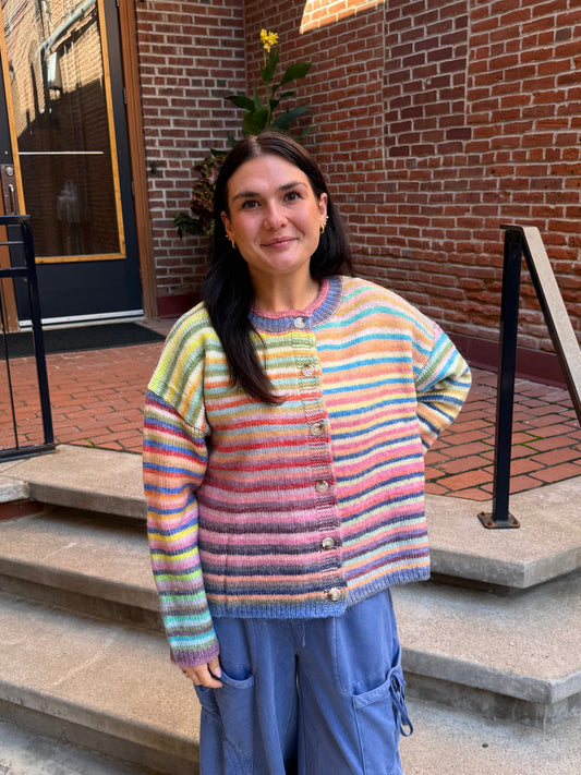 Keanna Rainbow Button Up Knit Sweater