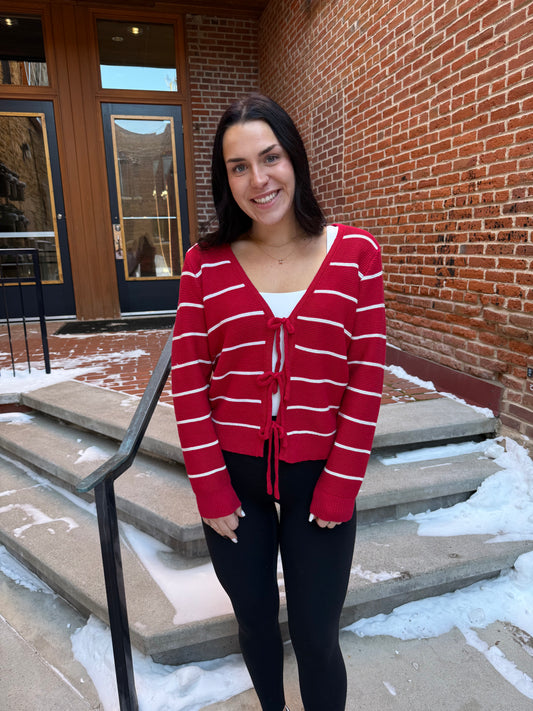 Rachel Bow Tie Sweater in Red
