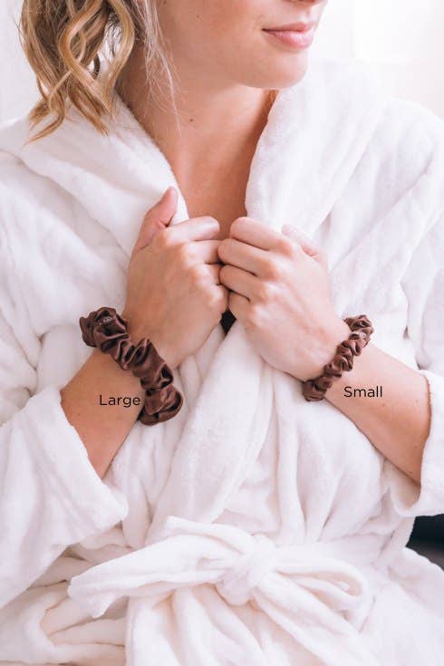 Small Jet Black Silk Hair Scrunchies