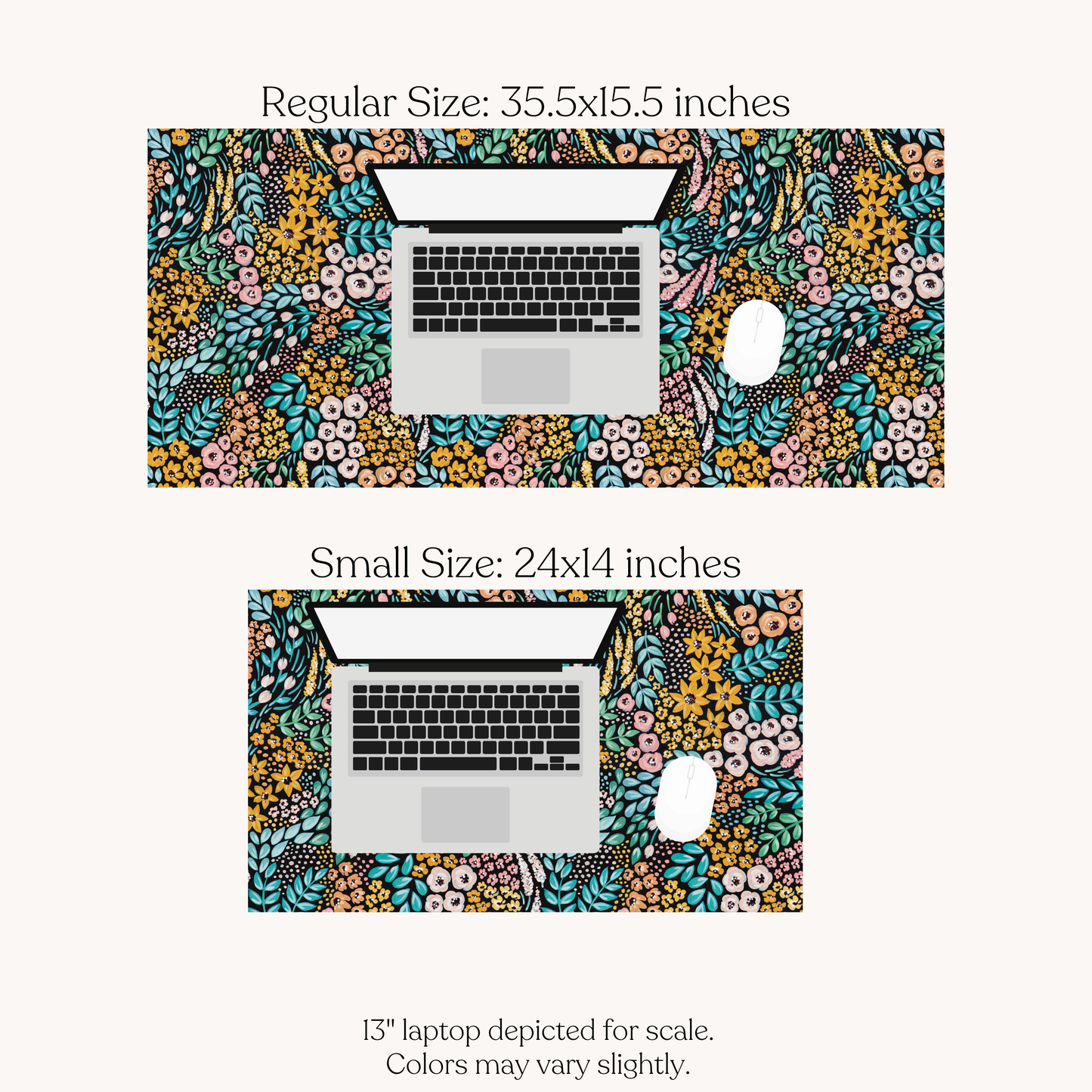 Black Floral Desk Pad: Small