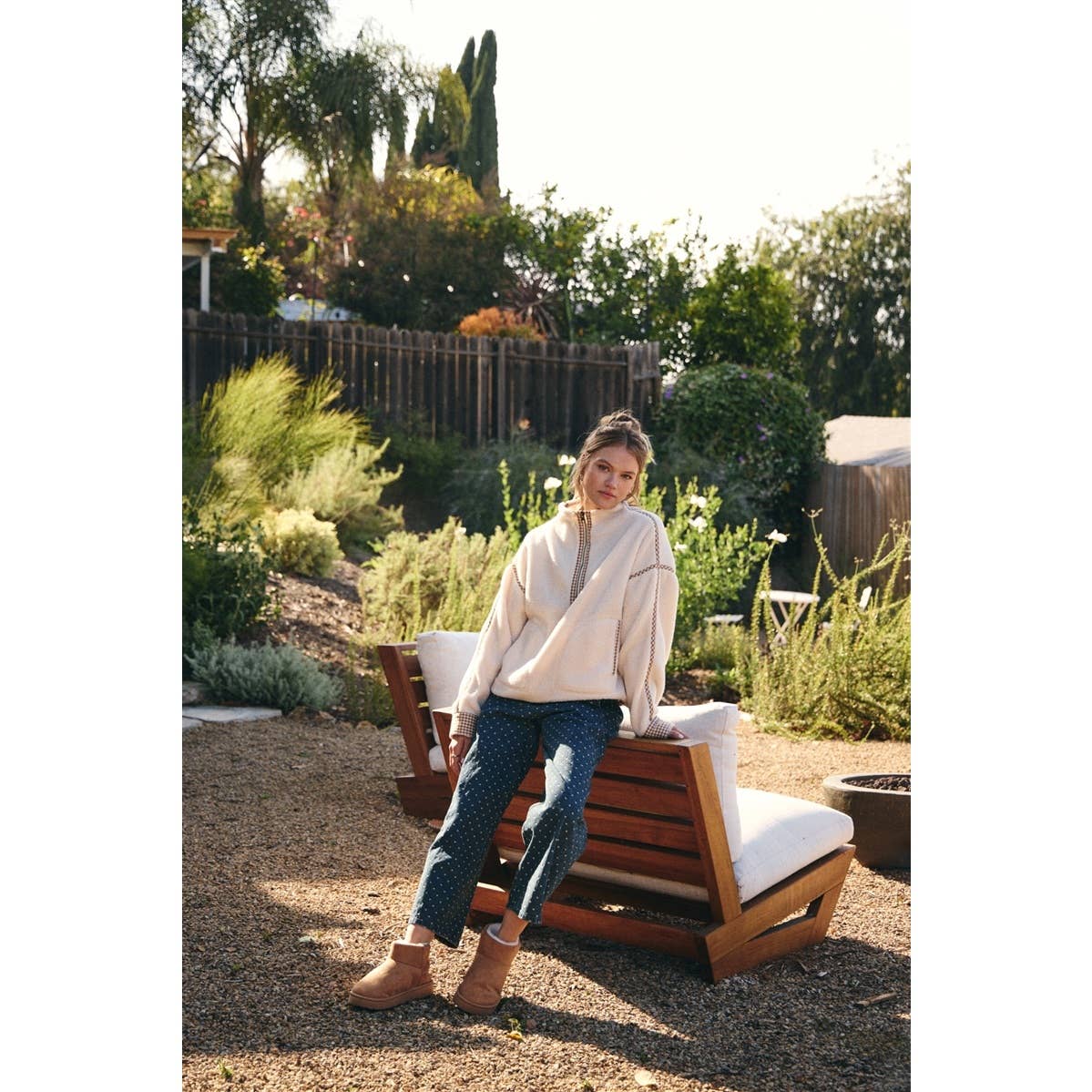 Morgan Gingham Sherpa Half Zip Pull Over