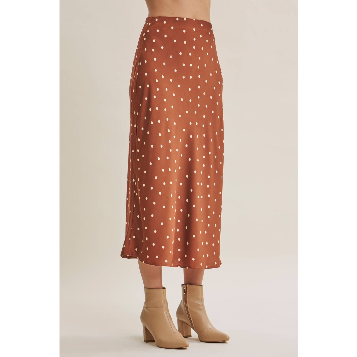 Hailey Satin Polka Dot Skirt in Burnt Orange
