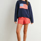 Renae Graphic Knit Long Sleeve Top in Navy