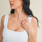 Blue Gingham Print Crop Tank with Lace Trim
