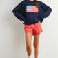 Renae Graphic Knit Long Sleeve Top in Navy