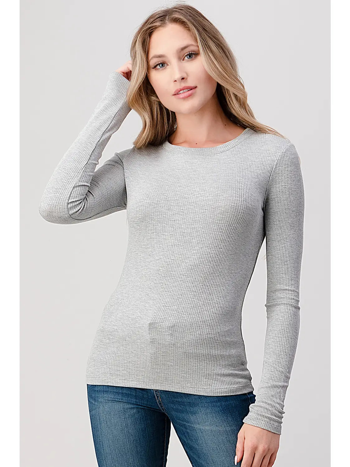 Brittany Long Sleeve in Heather Grey