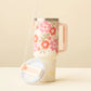 40 oz Tumbler in Beyond Blooms Pink Orange