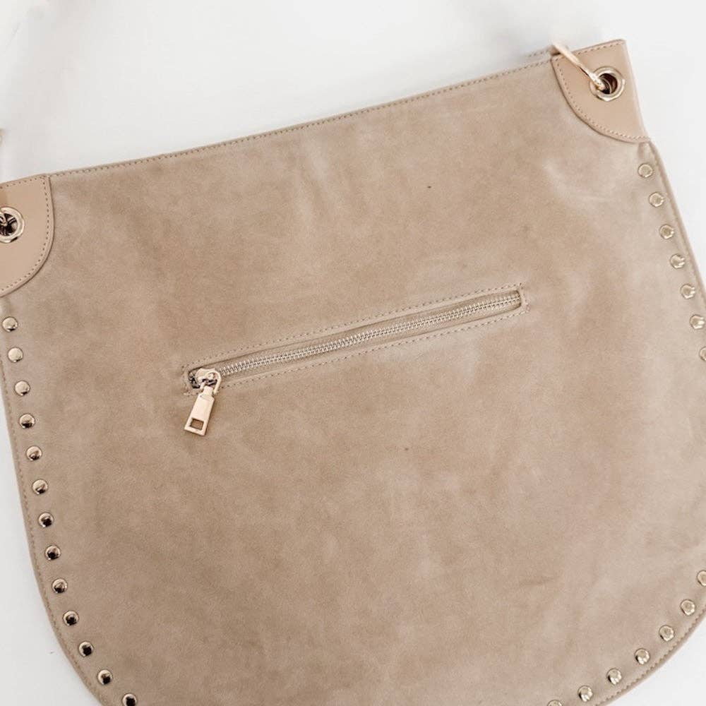 OG Rosalie Rivet Suede Hobo Bag in Black