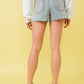 Lucie Studded Scatter Mid Rise Stretch Denim Shorts