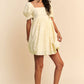 Lexi Flower Balloon Sleeve Mini Dress in Plus Size