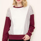 Ember Striped Terry Sweatshirt in Maroon