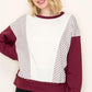 Ember Striped Terry Sweatshirt in Maroon