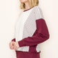 Ember Striped Terry Sweatshirt in Maroon