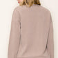 Aria Blanket Stitched Split Neck Top in Taupe