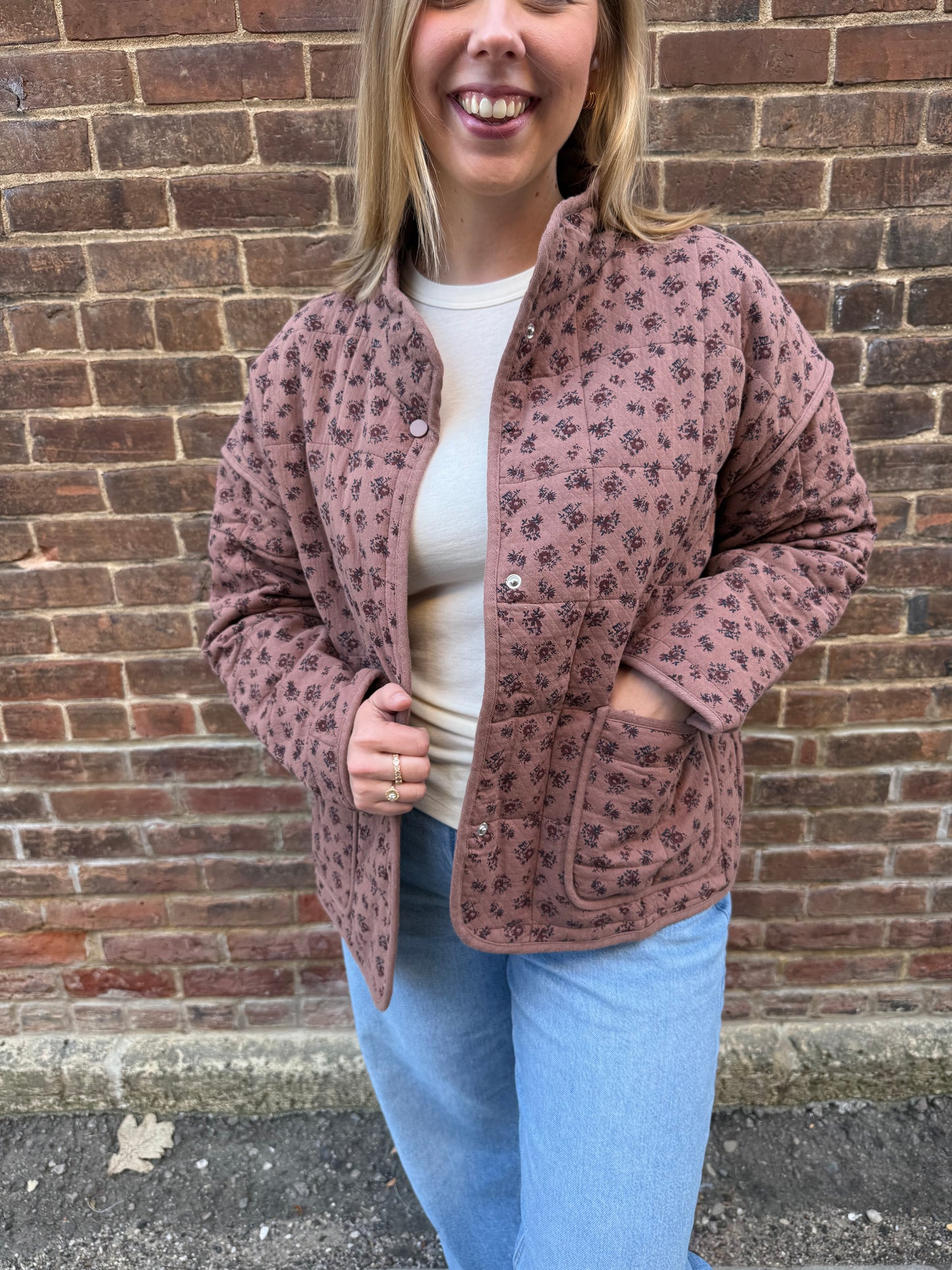 Ashley Button Down Coat in Ditsy Floral