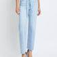 Ella Light Wash Tie Waist Clean Stretch Wide Straight