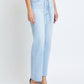 Ella Light Wash Tie Waist Clean Stretch Wide Straight