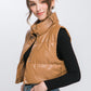 Andie Cropped Leather Vest in Camel