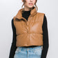 Andie Cropped Leather Vest in Camel