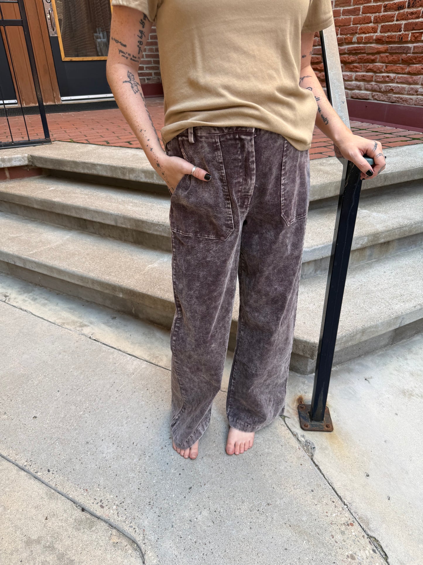 Julie Washed Corduroy Trousers in Eggplant