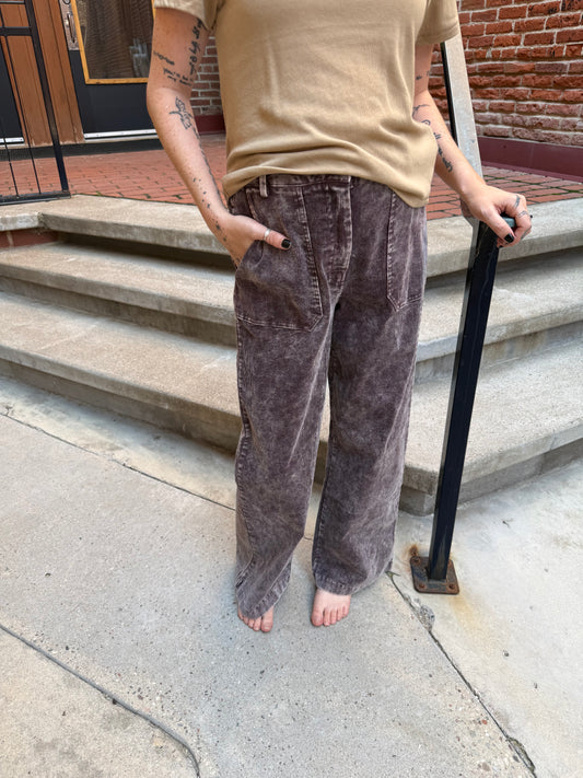 Julie Washed Corduroy Trousers in Eggplant
