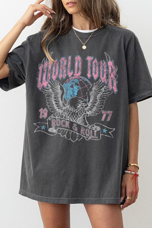 World Tour Eagle Comfort Colors Tee in Pepper