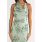 Bella Cowl Neck Embroidered Maxi Dress in Aqua Green