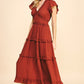 Ashlynn Ruffled Tea Length Dress in Rust