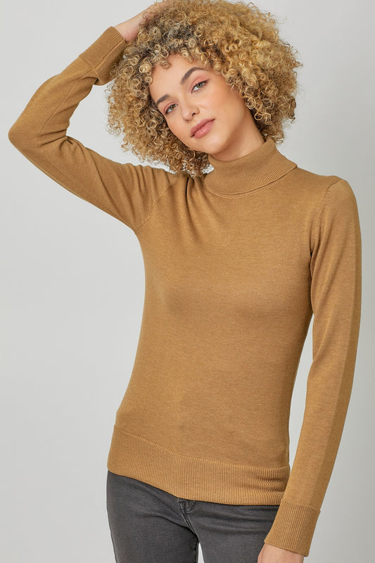 Jorie Cashmere Turtle Neck Sweater in Old Gold
