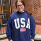 Navy USA 4th Of July Embroidered Mockneck