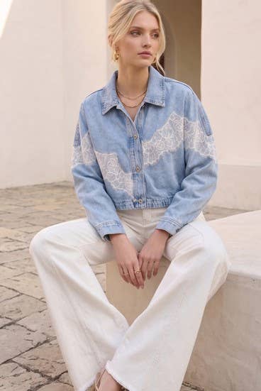 Gilly Lace Trim Detail Jacket Cropped