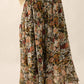 Courtney Floral Front Slit Woven Maxi Skirt in Black