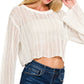 Lisa Open Knit Cropped Sweater in White