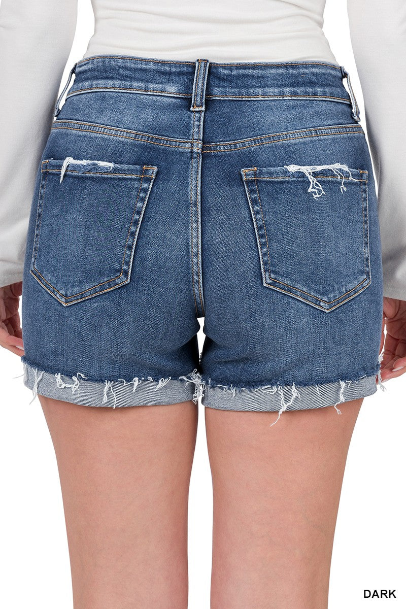 Rachel Destressed Denim Shorts
