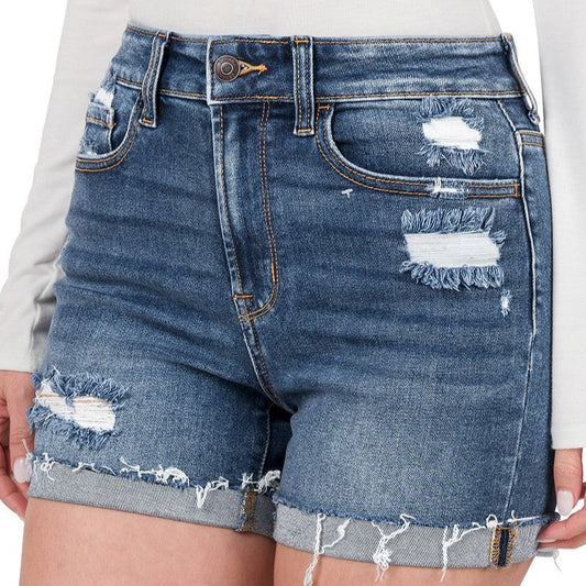 Rachel Destressed Denim Shorts