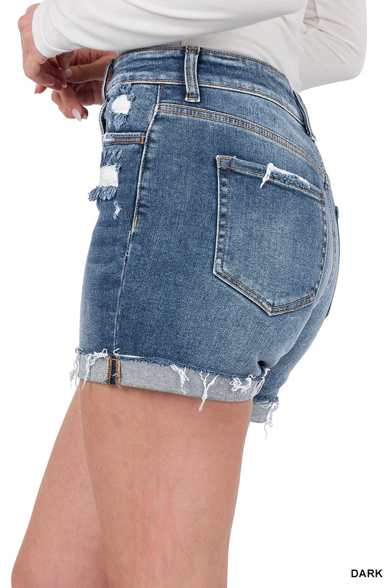 Rachel Destressed Denim Shorts