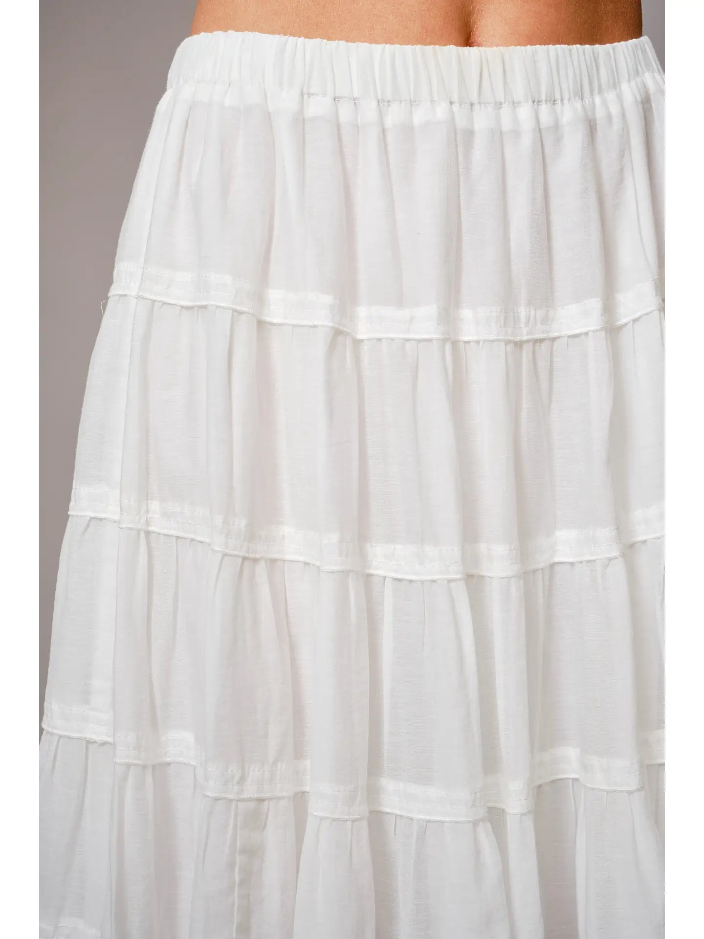 Aleah Tiered Cotton Blend A-Line Midi Skirt
