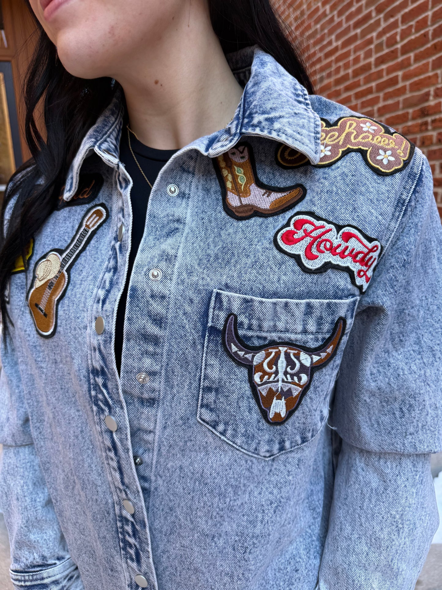 Lucy Washed Snap Up Rodeo Denim Jacket