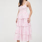 Leighton Tie Up Tiered Maxi Dress in Pink