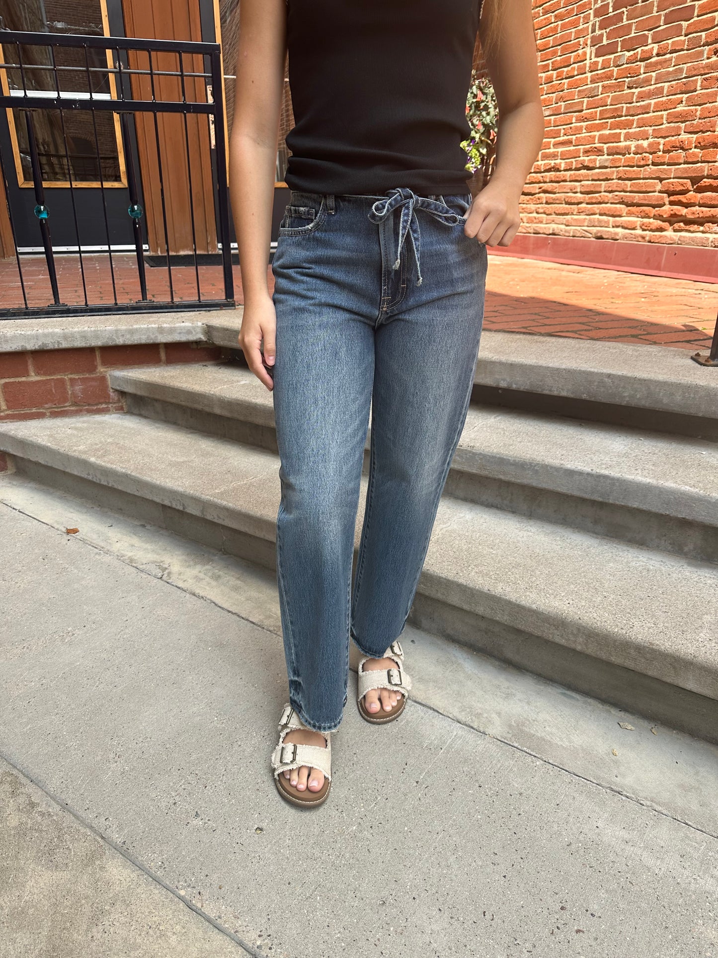 Ella Dark Classic Draw String Cropped Wide Straight