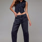Black Hidden Denim Vest