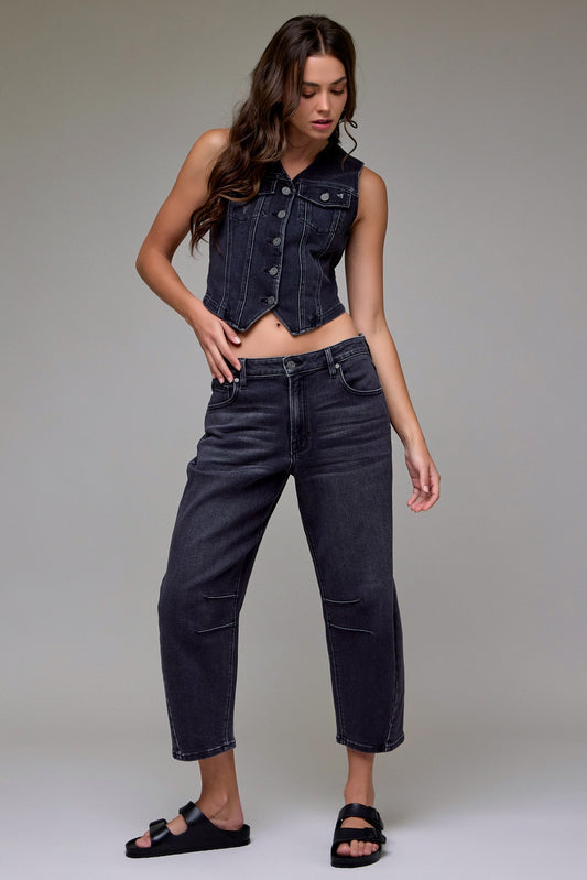 Black Hidden Denim Vest