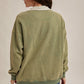 Victoria Thermal Contrast Snow Washed Sweatshirt in Green
