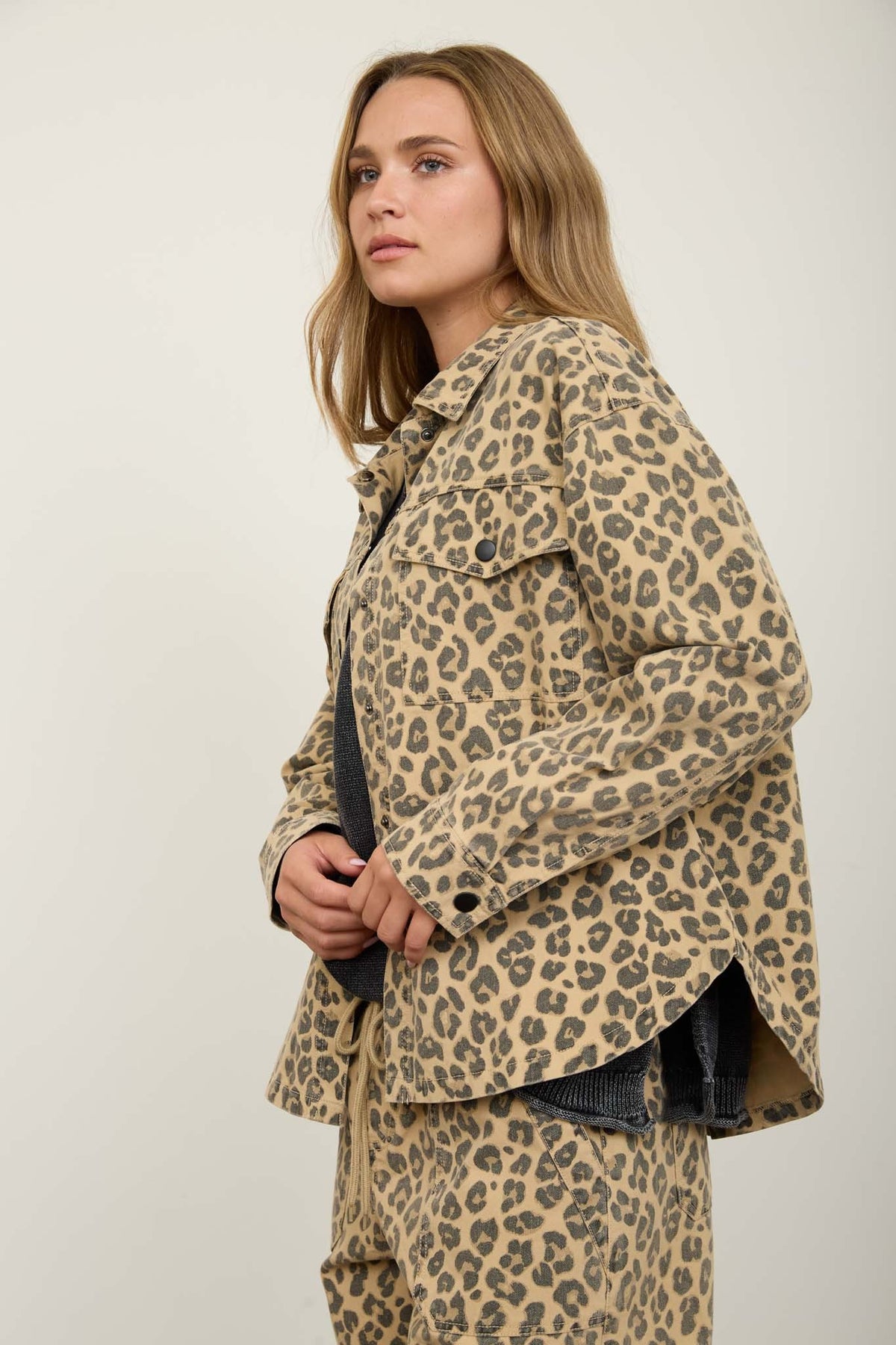 Allison Cheetah Button Up Jacket