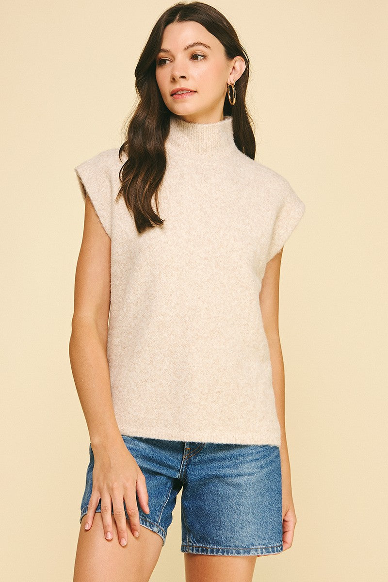 Willow Turtle Neck Cap Sleeve Sweater