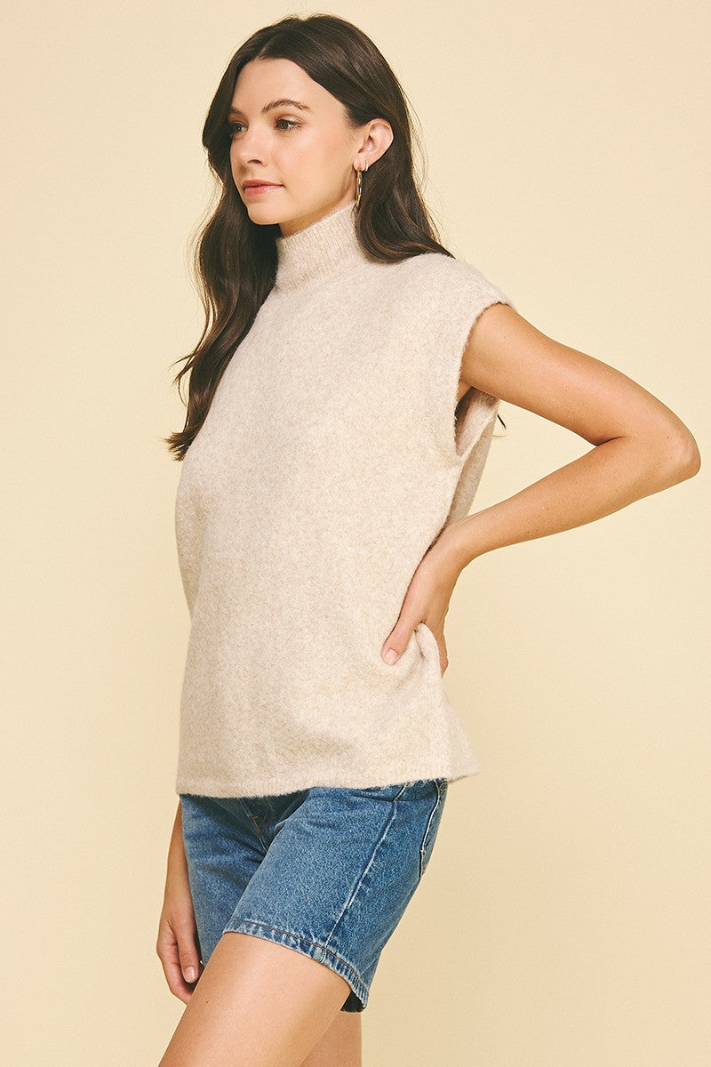 Willow Turtle Neck Cap Sleeve Sweater