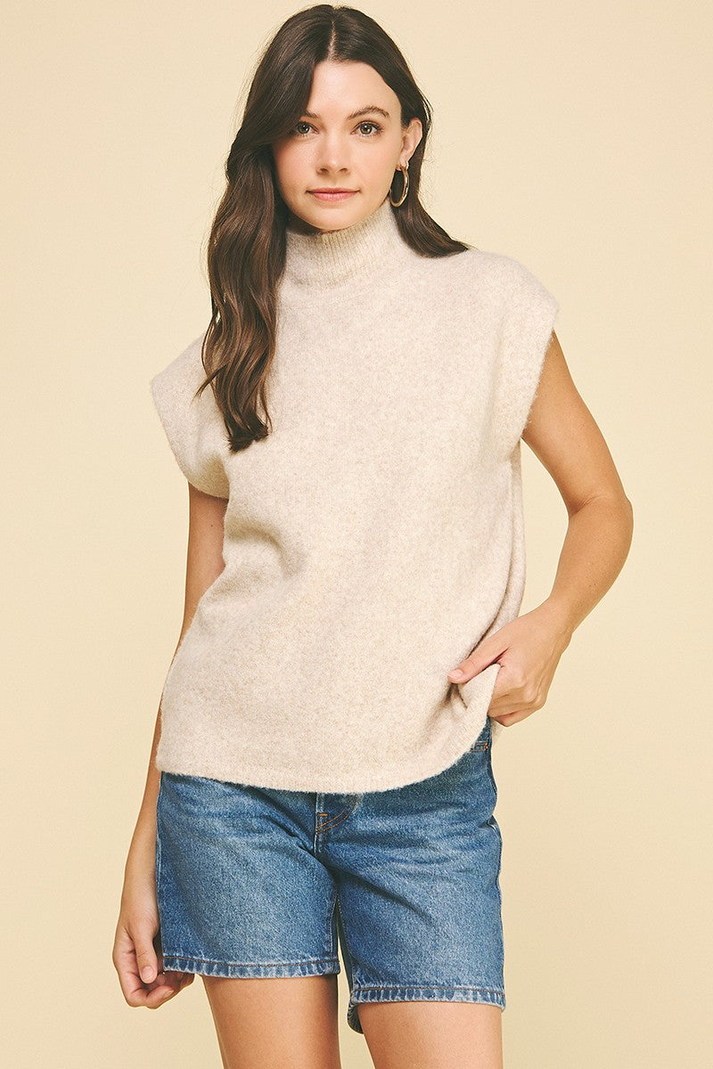 Willow Turtle Neck Cap Sleeve Sweater