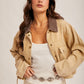 Kara Corduroy Collar Contrast Twill Crop Jacket
